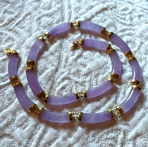 14k 585 stamped lavender jade bamboo necklace